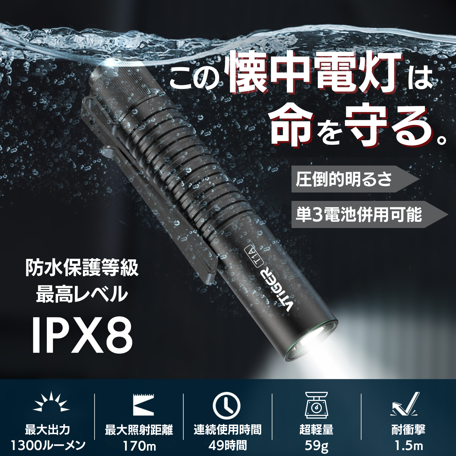 VTIGER T1A 小型 ミニポケット懐中電灯